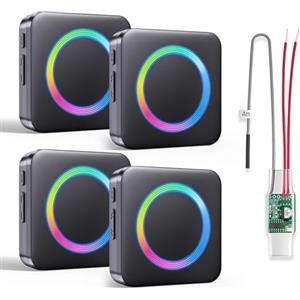 BITIWEND Inoltro del Segnale Radio per Citofoni Campanelli Domestici Alimentati in CA/CC, Amplificatore per Campanello, RGB Ricevitore 0-110 dB, 58 Melodie, Set di Espansione radio con Convertitore 3-24V