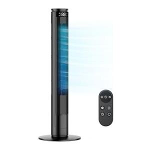 CURVAOP Ventilatore a Torre 92cm con Schermo LED Regolabile (Spegnimento Totale) e Telecomando con Tasto Muto, Ventilatori a Colonna Silenziosi 28dB, 6 Velocità+5 Modalità, Oscillazione 70°, 8m/s, Timer 12h