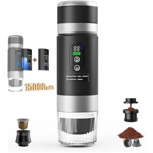 Innopower Macchina Caffe Portatile 3 in 1 con Batteria Rimovibile 15000mAh, Caffettiera Portatile 20 Bar Auto Riscaldamento con Display Digitale, Compatibile Capsule e Caffè Macinato, per Camping