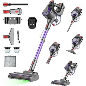 LUNOZERIS Aspirapolvere Senza Fili 40KPa 450W Motore Potenziato 50Min, 1.6L Scopa Elettrica Senza Fil Autoportante, Base di Ricarica Muro Spazza Anti Groviglio, Scopa Elettrica per Peli Animali Tappeti Parquet