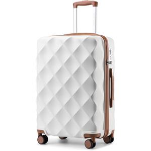 British Traveller Valigia Grande Trolley 74,5CM Valigie Rigida ABS+PC con Rotelle Girevoli e TSA Lucchetto (28pollici, Bianco)