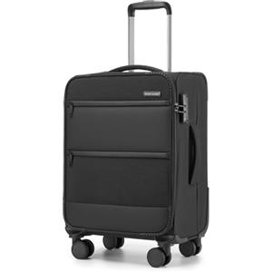 British Traveller Valigia Cabina 57,5cm Trolley Rigido Valigie con 4 Ruote Girevoli e TSA Lucchetto(20pollici, Nero)