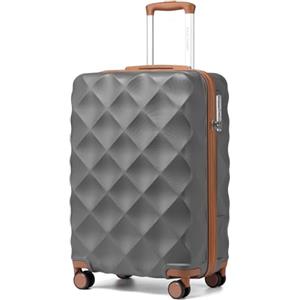 British Traveller Valigia Trolley 54CM Valigie Rigida ABS+PC con Rotelle Girevoli e TSA Lucchetto (20pollici, Grigio/Marrone)