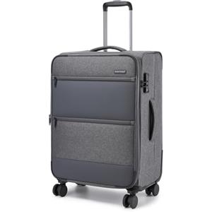 British Traveller Valigia Media Espandibile 68,5cm Trolley Medio Rigido Valigie Cabina con 4 Ruote Girevoli e TSA Lucchetto(24pollici, Grigio)