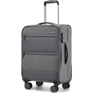 British Traveller Valigia Cabina 57,5cm Trolley Rigido Valigie con 4 Ruote Girevoli e TSA Lucchetto(20pollici, Grigio)