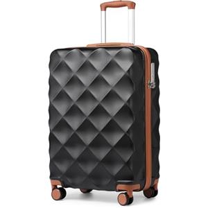 British Traveller Valigia Trolley 54CM Valigie Rigida ABS+PC con Rotelle Girevoli e TSA Lucchetto (20pollici, Nero/Marrone)