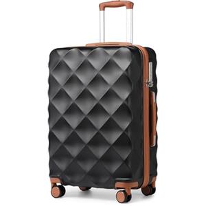 British Traveller Valigia Grande Trolley 74,5CM Valigie Rigida ABS+PC con Rotelle Girevoli e TSA Lucchetto (28pollici, Nero/Marrone)