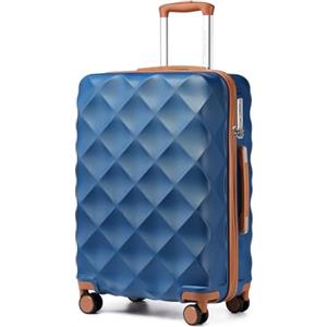British Traveller Valigia Media Trolley 64CM Valigie Rigida ABS+PC con Rotelle Girevoli e TSA Lucchetto (24pollici, Blu/Marrone)