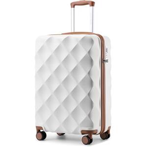 British Traveller Valigia Trolley 54CM Valigie Rigida ABS+PC con Rotelle Girevoli e TSA Lucchetto (20pollici, Bianco)