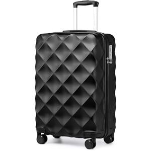 British Traveller Valigia Trolley 54CM Valigie Rigida ABS+PC con Rotelle Girevoli e TSA Lucchetto (20pollici, Nero)