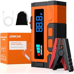 JDMCAR ???????????????????????? Booster Avviamento Auto - Avviatore Batteria Auto per Auto/Moto (Fino a 9.0L e Diesel fino a 8.5L), Starter Batteria Auto Portatile con LED/LCD, Upgrade Avviatore di Emergenza