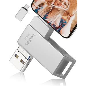 Levida Chiavetta USB 512gb per Phone,Levida Pen Drive Penna USB 3.0 Pendrive 4 in 1 Photostick Chiave USB Type C con iOS,Android,Tipo C Porta/Smartphone, Computer, Laptop, PC,Argento