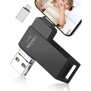 Levida Chiavetta USB 512gb per Phone,Levida Pen Drive Penna USB 3.0 Pendrive 4 in 1 Photostick Chiave USB Type C con iOS,Android,Tipo C Porta/Smartphone, Computer, Laptop, PC,Nero