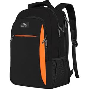 MATEIN Zaino Uomo per PC 15.6 Pollici, Antifurto Zaino Porta Laptop, Impermeabilie Zaini Universitari Casual per Computer, Notebook, Viaggio, Lavoro, Regalo, Nero Arancione