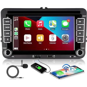 Aphrfamma VW Auto radio of Golf 5 6 Doppio Din compatibile con CarPlay wireless/Android Auto per VW Polo Passat Caddy EOS T5 Touran con 7 Pollici IPS Mirror Link Bluetooth/FM/AM/USB/EQ/SWC