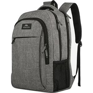 MATEIN Grande Zaino per PC 18.4 Pollici, Multitasche Zaini per Laptop, Antifurto Zaino da Viaggio per Donna Uomo, Impermeabilie Zaini Casual per Notebook, Lavoro, Regalo, Grigio