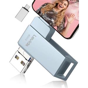 Levida Chiavetta USB 512gb per Phone,Levida Pen Drive Penna USB 3.0 Pendrive 4 in 1 Photostick Chiave USB Type C con iOS,Android,Tipo C Porta/Smartphone, Computer, Laptop, PC,Grigio