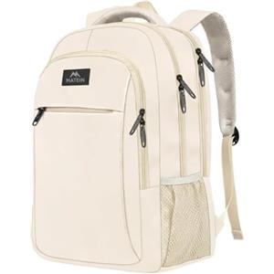 MATEIN Zaino PC 15.6 Pollici, Zaino Porta PC Donna, Zaino Lavoro Donna Uomo Impermeabile per Viaggio Università Zaino Computer Notebook Laptop Regalo, Beige