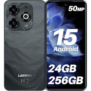 LAGENIO A11 Pro Android 15 Telefono Cellulare, 6.7 Inch HD+ 120Hz Mobile Phone, 24GB+256GB/TF 1TB, Dual SIM 4G Android Smartphone, 50MP+8MP AI Camera/Widevine L1/Face ID/GPS/OTG