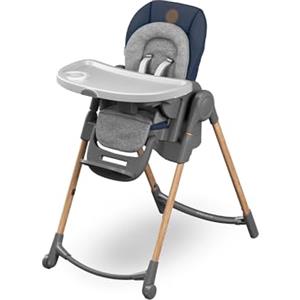 Maxi-Cosi Minla Seggiolone Pappa Evolutivo, 0-14 Anni, 60 kg, Seggiolone Bimbo Reclinabile, Altezza Regolabile, Riduttore Neonato, Seggiolone Pieghevole, Rialza Sedia e Sgabello, Essential Blue