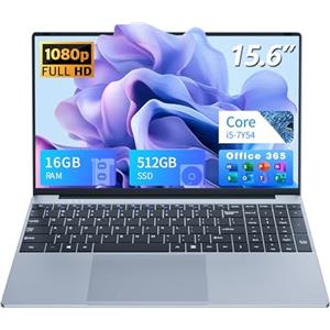 MOGIKK Portatile PC 15.6" Full HD IPS, Core i5-7Y54 fino a 3.2 GHz, 16 GB RAM SSD 512 GB, Notebook Win 11 + Office 365, Laptop Tastiera Retroilluminata, Computer Portatile HDMI USB 3.0 WiFi 5 BT 4.2