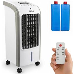 BAKAJI Raffrescatore ad Aria Fredda con 2 Blocchi Refrigeranti e Telecomando per Controllo da Distanza, Serbatoio 4 Litri, Air Cooler Silenzioso, Oscillazione Automatica 60°, 25 x 26.5 x 57 cm