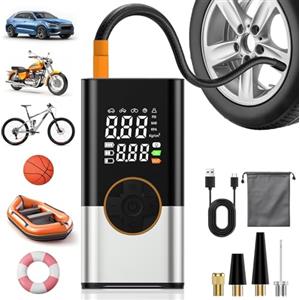 OHFAMO Compressore Aria Portatile per Pneumatici 150 PSI 7.4V - Pompa Gonfiaggio Senza Fili con Doppio Display Digitale, Batteria 2000mAh×2,Preimpostazione Pressione per Auto Moto Bicicletta Emergenza