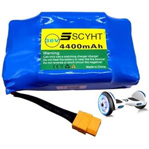 SSCYHT Batteria al Litio di Ricambio 10S2P 36V 4.4Ah (4400mAh) — Batteria Multiuso con connettore XT60, Ricambio per Hoverboard e Veicoli autobilanciati