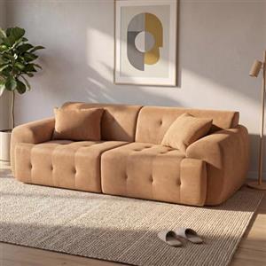 COMHOMA Divano a 2 posti, 180 x 86 x 40 cm Divano da terra, con schienale, cuscino e braccioli, moderno divano in tessuto per soggiorno, appartamento, ufficio, senza montaggio, marrone