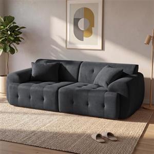 COMHOMA Divano a 2 posti, 180 x 86 x 40 cm, con schienale, cuscino e braccioli, moderno divano in tessuto per soggiorno, appartamento, ufficio, senza montaggio, grigio scuro
