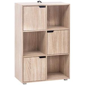 WOLTU Libreria Armadio a 6 Cubi con Ante Mensola di Legno Portadocumenti Scaffale per Casa e Ufficio Porta Libri CD SK001hei