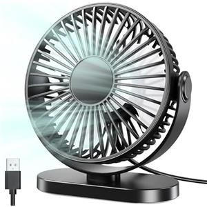 GARITE Ventilatore da Tavolo, 3 Velocità Ventilatore da Scrivania USB A con Gancio, 2.5W 360°Girevole Ventilatore Silenzioso, Mini Ventilatore Portatile per Ufficio, Cucina, Casa, Comodino, PC, Scrivania