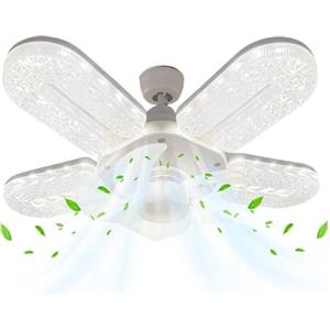 Zqkimzi Ventilatore Da Soffitto Con Luce | 6 Velocità Lampadario Silenzioso | Dimmerabile a 3 Colori 30 cm Ventilatore a Soffitto con Luce Telecomandata,per Soggiorno Camera da Cucina