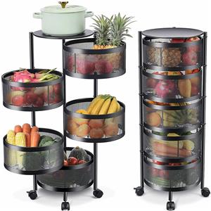 BAKAJI Carrello Trolley Cucina in Metallo 6 Ripiani 30x85 4 Ruote Salvaspazio Nero