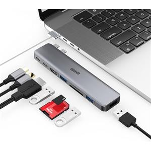 BHHB Hub USB C Adattatore per MacBook Pro Air Docking Station 8-in-2 Multiporta Adattatore per Mac Book 4K@30Hz HDMI, Thunderbolt 4/3, USB 3.0, SD/TF, USBC Hub Type C Dock per Mac M5 M4 M3 M2 M1