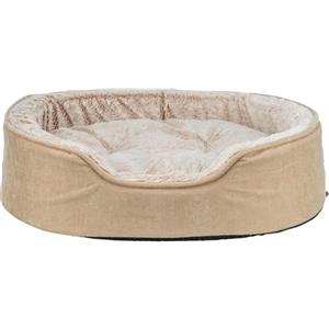 Trixie Cuccia per cani Vital Lino Soft, ovale, cuscino ortopedico per cani in beige/crema, 60 x 45 cm, accogliente cestino per cani con schiuma viscoelastica per effetto memoria, 374065