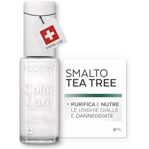 PODERM Smalto Cura per Unghie con Tea Tree - Bianco French | Swiss Lab - 8ML | Arricchito con Tea Tree, Silicio & Biotina | Purifica, Schiarisce & Nutre le Unghie Gialle | Creato da una Podologa