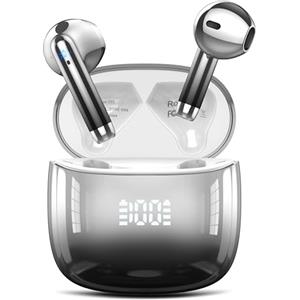 Ddidbi Cuffie Bluetooth, Auricolari Bluetooth 5.4 Incorporato Driver da 14.2mm, Cuffie Wireless con Bassi Icmmersivi, IP7 Impermeabili Cuffiette Bluetooth, 40H Cuffie Senza Fili con Display LED, Nero