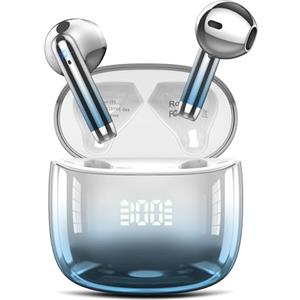 Ddidbi Cuffie Bluetooth, Auricolari Bluetooth 5.4 Incorporato Driver da 14.2mm, Cuffie Wireless con Bassi Icmmersivi, IP7 Impermeabili Cuffiette Bluetooth, 40H Cuffie Senza Fili con Display LED, Blu