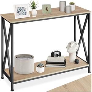 tectake® Tavolo Console in Truciolato Effetto Legno, Telaio in Acciaio, Design Minimalista Industriale, Mobile Versatile per Casa e Corridoio, 100x35x80,5 cm - Industriale Legno Chiaro, Rovere Sonoma