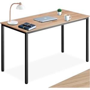 tectake® Scrivania 120 x 60 x 75,5 cm, Scrivania Gaming per Casa e Ufficio, Banco da Lavoro Ideale Computer Portatile o Computer Fisso con Monitor, Mobile Soggiorno Stile Industriale - Legno Chiaro