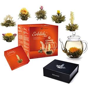 Creano Mix-Set Regalo 6x "Fiori di Tè" con Teiera 500ml e 6x Tè Bianco in Scatola Magnetica - Mix-Set completto: 12x Té Fiorito e Teiera