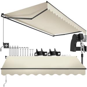 tectake®, tenda da sole per esterno a bracci estensibili, avvolgibile, manovella, impermeabile, protezione UV, tessuto poliestere, struttura alluminio, veranda, balcone, terrazzo - 300 x 250 cm Beige