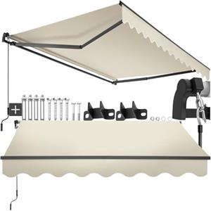 tectake®, tenda da sole per esterno a bracci estensibili, avvolgibile, manovella, impermeabile, protezione UV, tessuto poliestere, struttura alluminio, veranda, balcone, terrazzo - 250 x 200 cm Beige