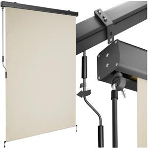 tectake® tenda da sole verticale a rullo, con manovella, protezione UV, impermeabile, resistente al vento, frangivista balcone, terrazzo, fissaggio a parete, privacy - Beige, 120 x 250 cm
