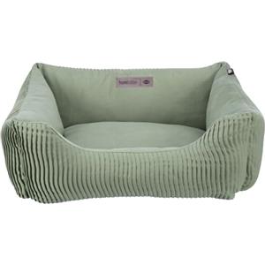 TRIXIE Cuccia per cani Marley 60 x 50 cm in salvia - Cestino rettangolare per cani di piccola taglia - accogliente cestino per cani con rivestimento in tela di cotone di alta qualità - morbido e