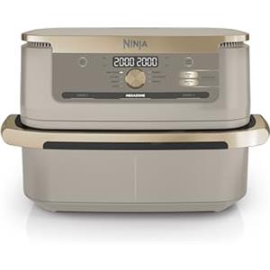 Ninja Foodi FlexDrawer, Friggitrice ad Aria, Doppia Zona, Separatore Rimovibile, Ampio Cassetto da 10.4L, Cottura Senza Olio, Componenti Antiaderenti Lavabili in Lavastoviglie, Pietra Oro, AF500EUSD