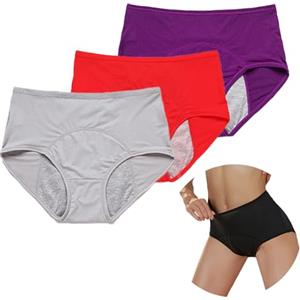 NICEIN 3 Pezzi Mutande Incontinenza Donna, Mutande per Incontinenza Donna Riutilizzabile, Mutandes Mestruali Donnas Flusso Abbondante, Mutandes Ciclo Lavabili (XL)