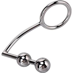 ZJPOJPH Gancio anale in acciaio inossidabile con 2 sfere SM anello for pene plug anale gancio anale peso for testicoli perline anali bondage giocattolo anale for uomini e donne(50mm)