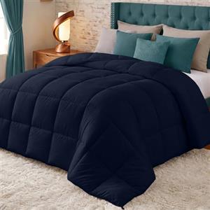 Utopia Bedding Piumone una Piazza e Mezza - Trapunta Letto 100% Microfibra in Fibra Cava - (Blu Navy, 200 x 200 cm 370 GSM)